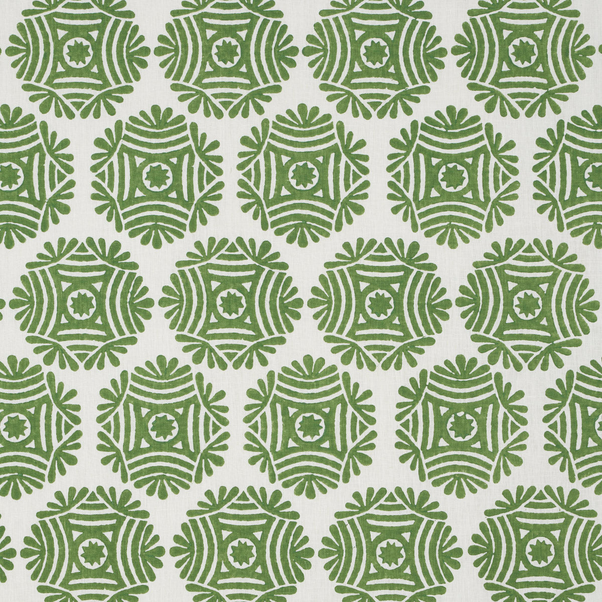 Gilded Star Block Print fabric in green color - pattern number 181542 - by Schumacher in the Drusus Tabor collection