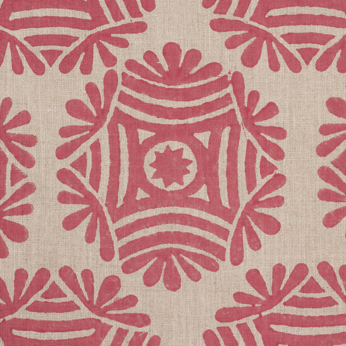 Gilded Star Hand Block fabric in red color - pattern number 181544 - by Schumacher in the Drusus Tabor collection