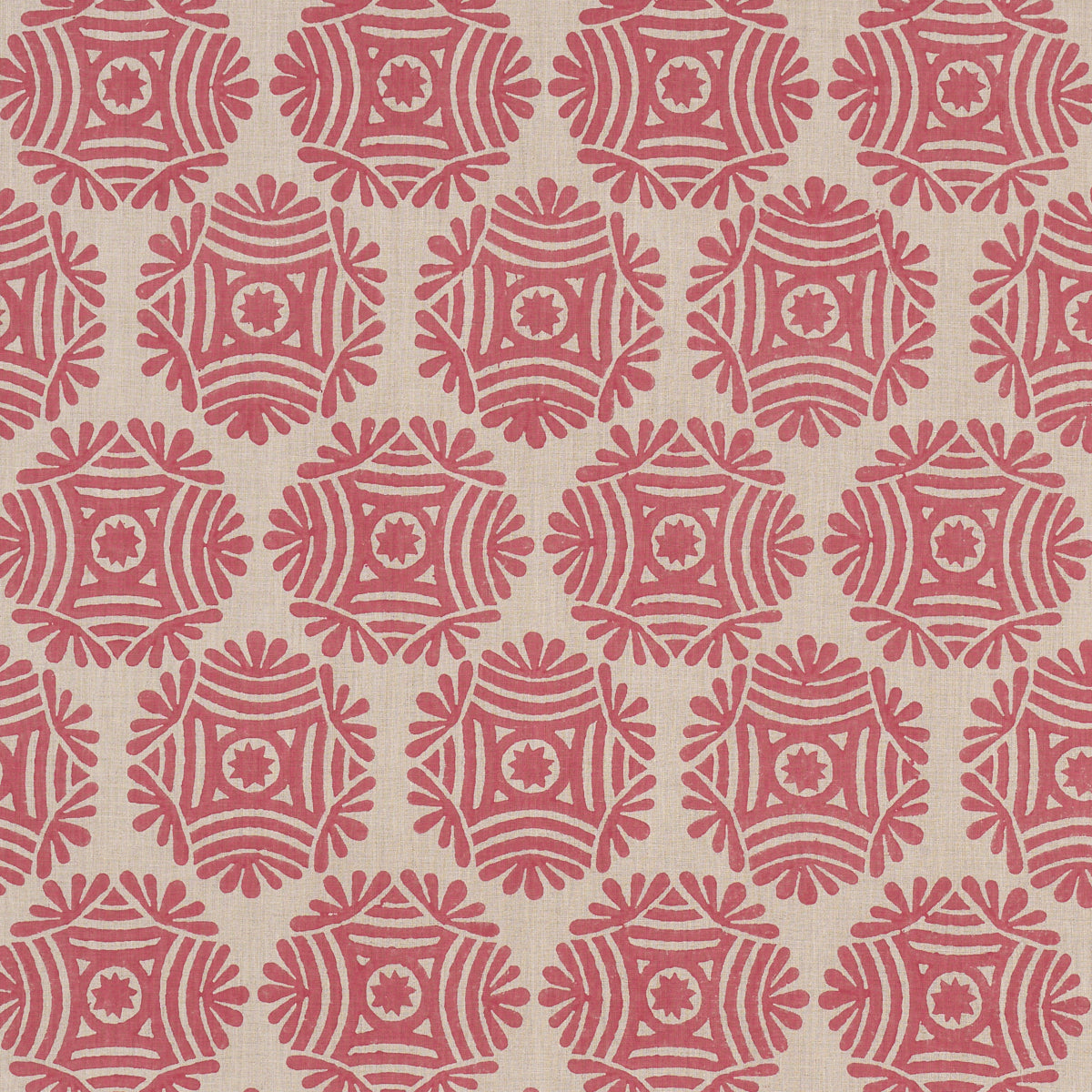 Gilded Star Hand Block fabric in red color - pattern number 181544 - by Schumacher in the Drusus Tabor collection