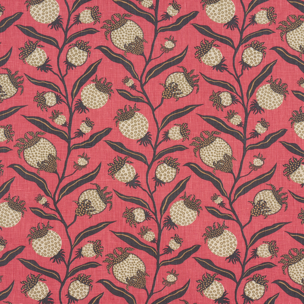 Thistle Vine fabric in red and gold color - pattern number 181680 - by Schumacher in the Marian Mcevoy collection