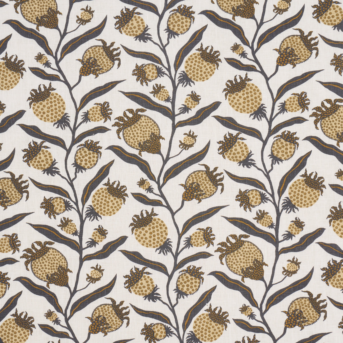 Thistle Vine fabric in black and gold color - pattern number 181681 - by Schumacher in the Marian Mcevoy collection