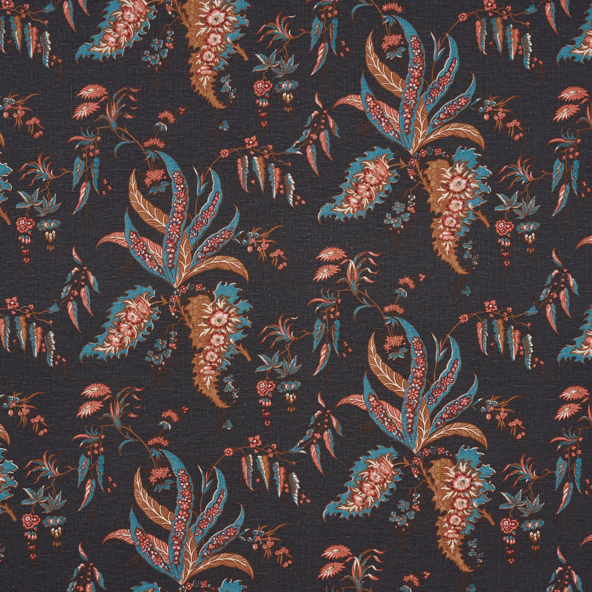 Apolline Botanical fabric in rouge and noir color - pattern number 181732 - by Schumacher in the Le Max collection