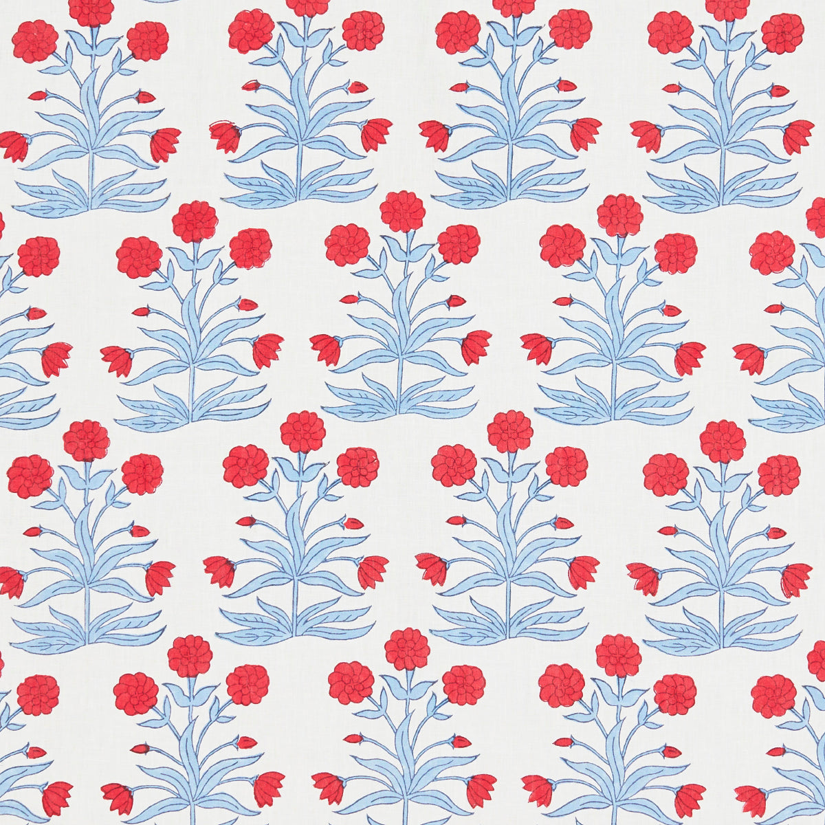 Mughal Hand Block Print fabric in crimson sky color - pattern number 181780 - by Schumacher in the Molly Mahon collection