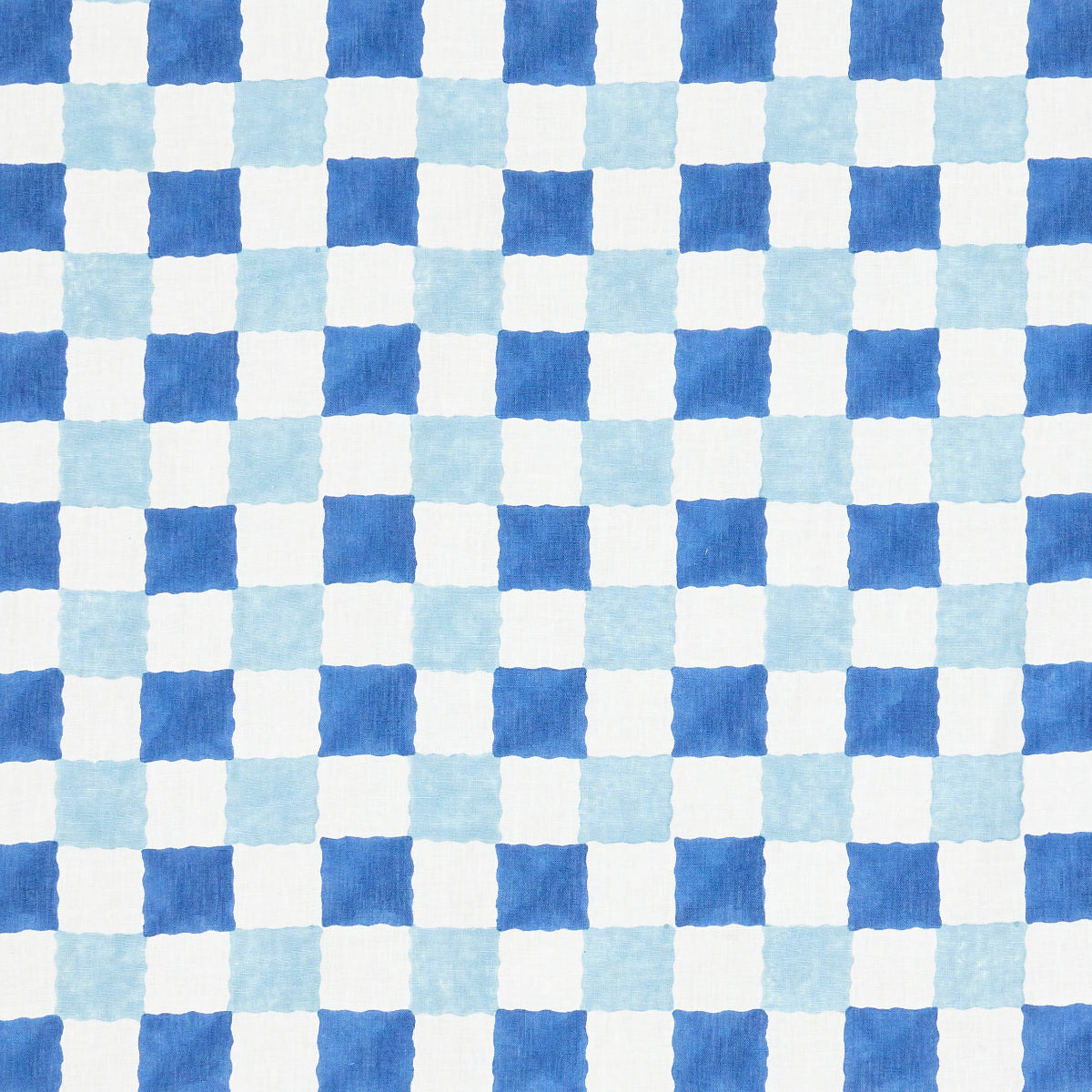 Chequer Hand Block Print fabric in blue color - pattern number 181791 - by Schumacher in the Molly Mahon collection