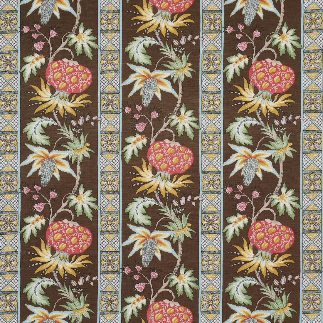 Bailey Botanical fabric in chocolate color - pattern number 181862 - by Schumacher in the Schumacher Classics collection