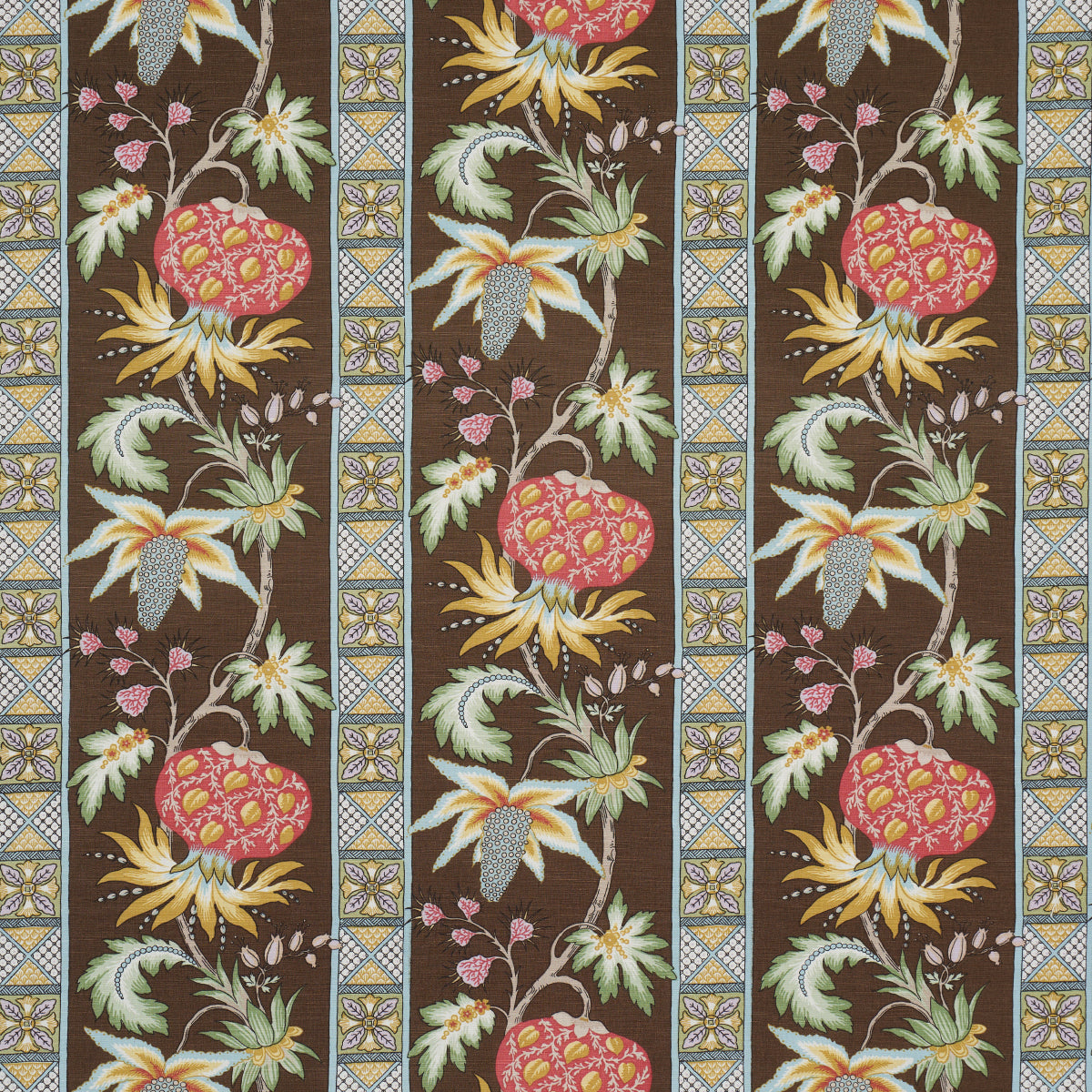 Bailey Botanical fabric in chocolate color - pattern number 181862 - by Schumacher in the Schumacher Classics collection