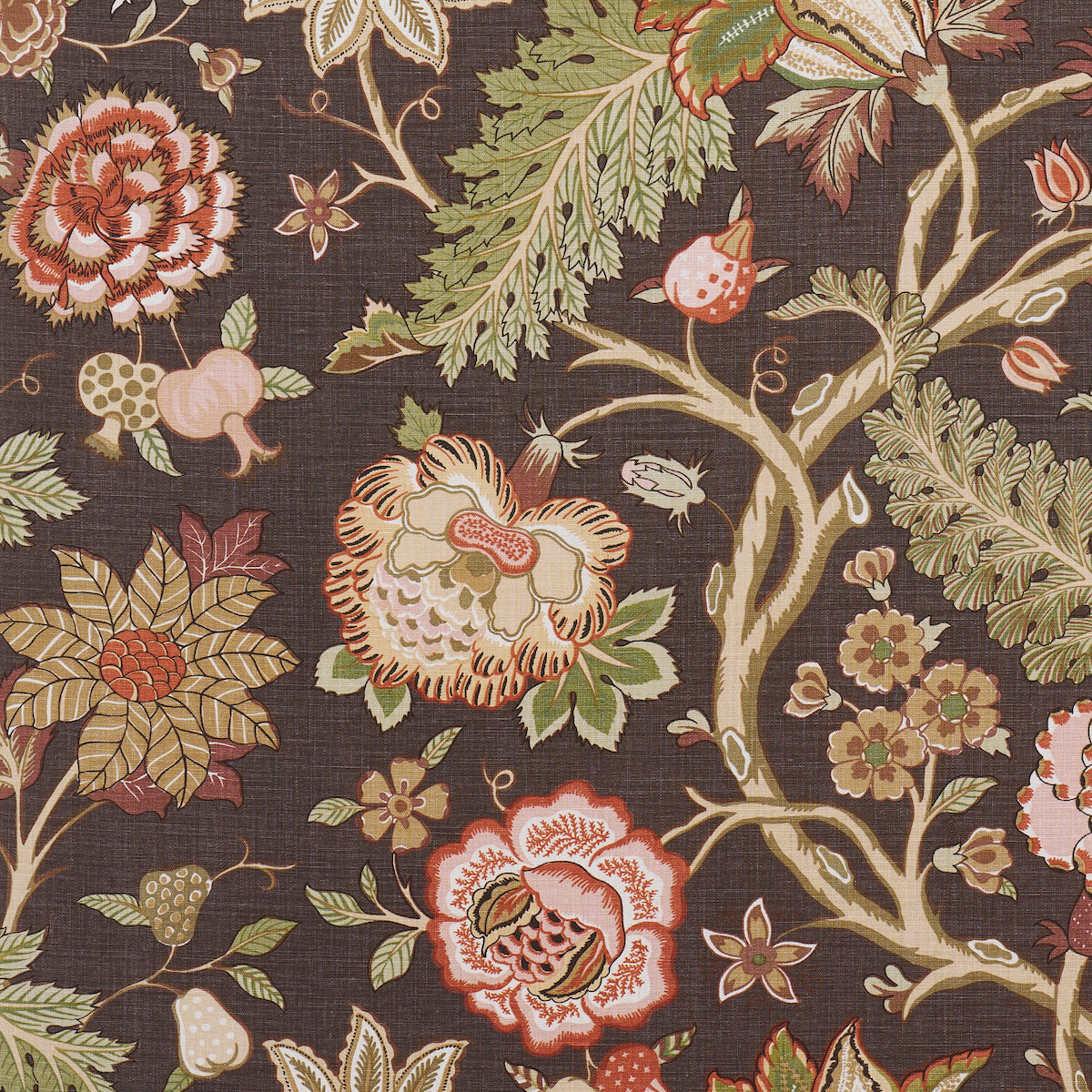 Darsy Tree Of Life fabric in sepia color - pattern number 181882 - by Schumacher in the Perennial Favorites collection