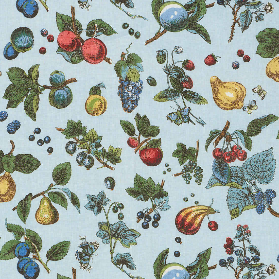 Berry Grove fabric in sky color - pattern number 181891 - by Schumacher in the Schumacher Classics collection