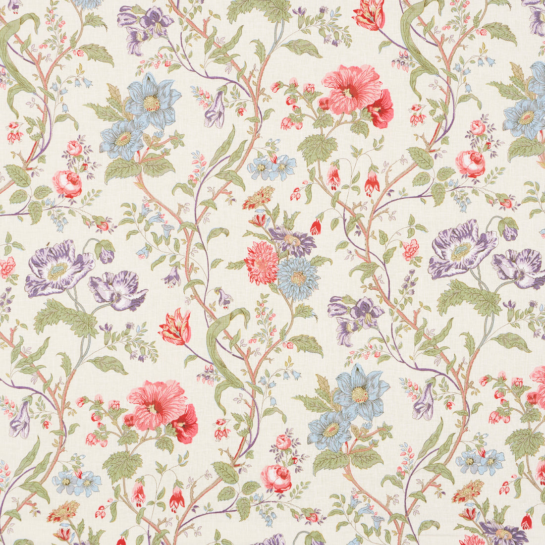 Giselle Floral fabric in ivory color - pattern number 181900 - by Schumacher in the Schumacher Classics collection