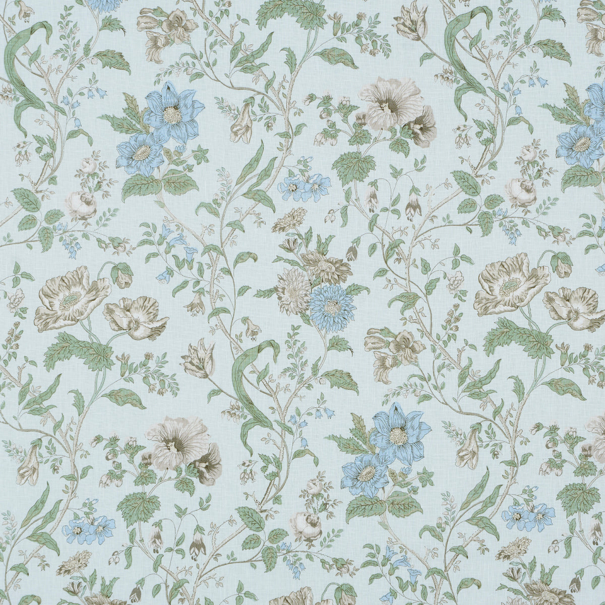 Giselle Floral fabric in sky color - pattern number 181901 - by Schumacher in the Schumacher Classics collection