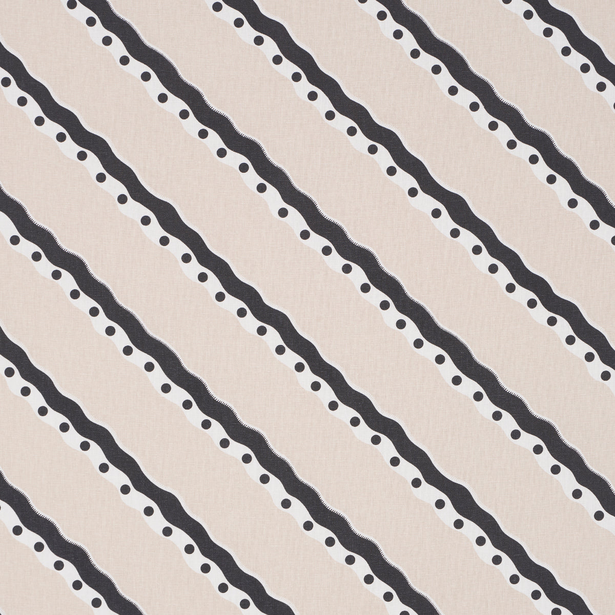 Rousseau Stripe fabric in black and cream color - pattern number 181910 - by Schumacher in the Domino Effect collection