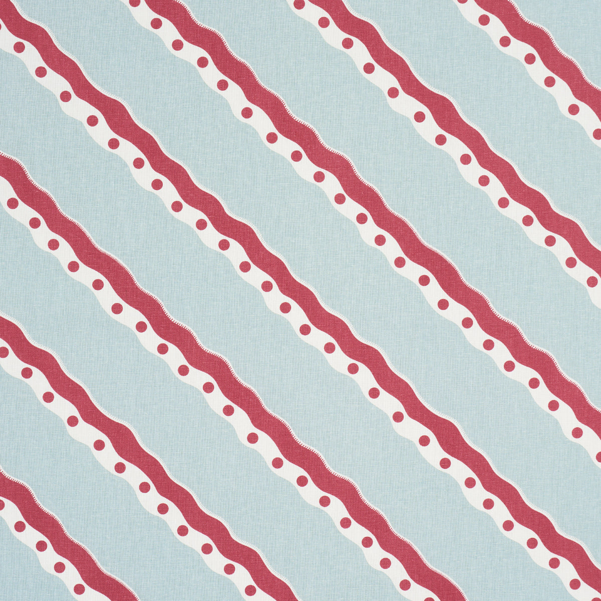 Rousseau Stripe fabric in rouge and sky color - pattern number 181911 - by Schumacher in the Domino Effect collection