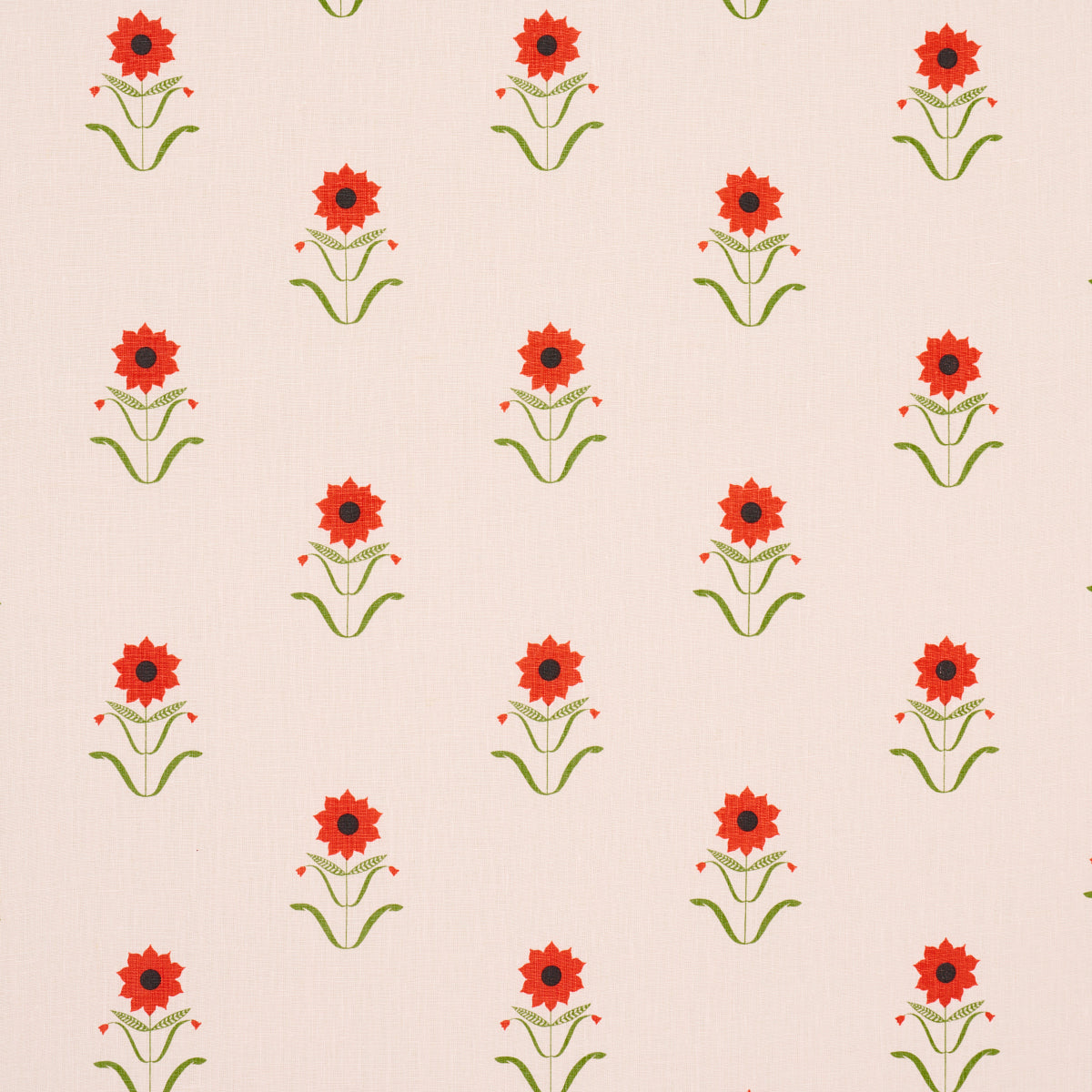 Forget Me Nots fabric in red on pink color - pattern number 181980 - by Schumacher in the Peg Norriss collection