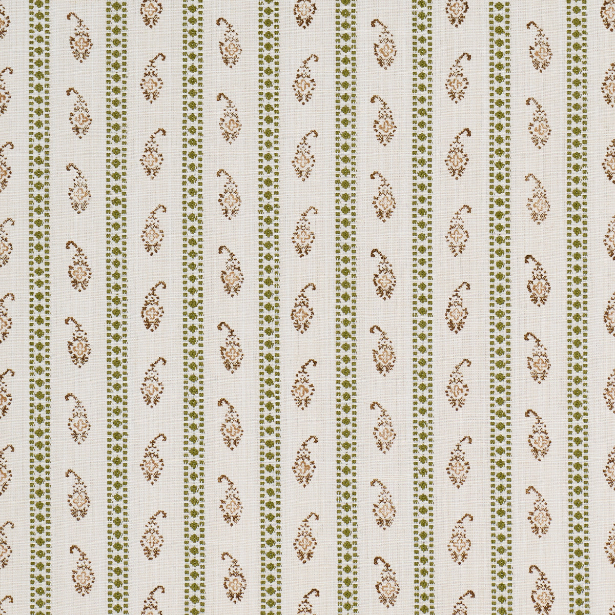 Eddie Woven Hand Block Print fabric in green color - pattern number 182021 - by Schumacher in the Rita Konig collection