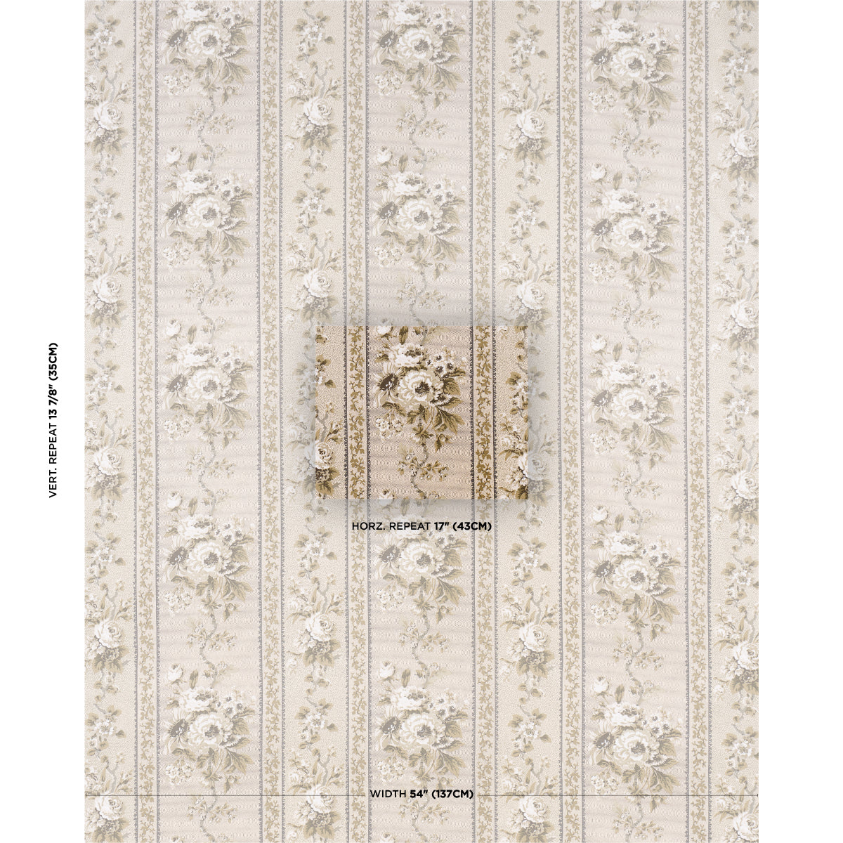 Elizabeth Chintz fabric in neutral color - pattern number 182041 - by Schumacher in the Rita Konig collection