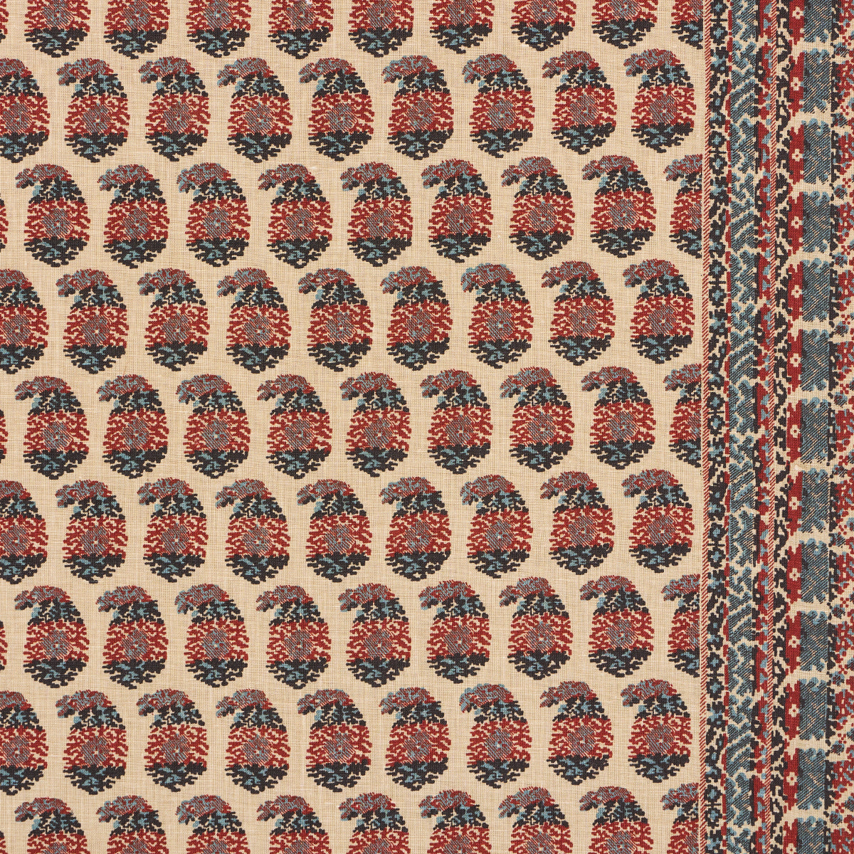 Terry fabric in red and navy color - pattern number 182061 - by Schumacher in the Rita Konig collection