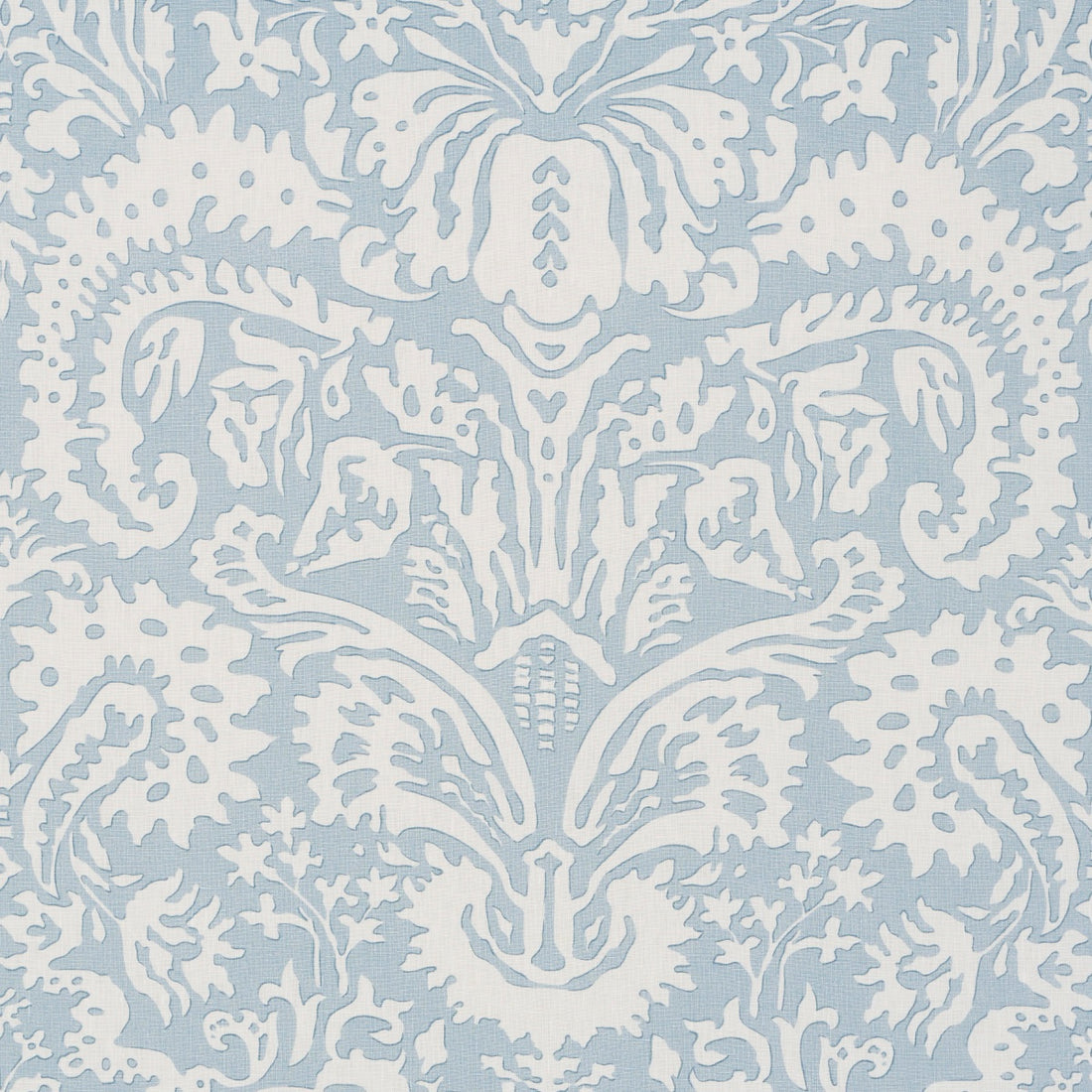 Suffolk Damask fabric in blue color - pattern number 182121 - by Schumacher in the Veere Grenney collection