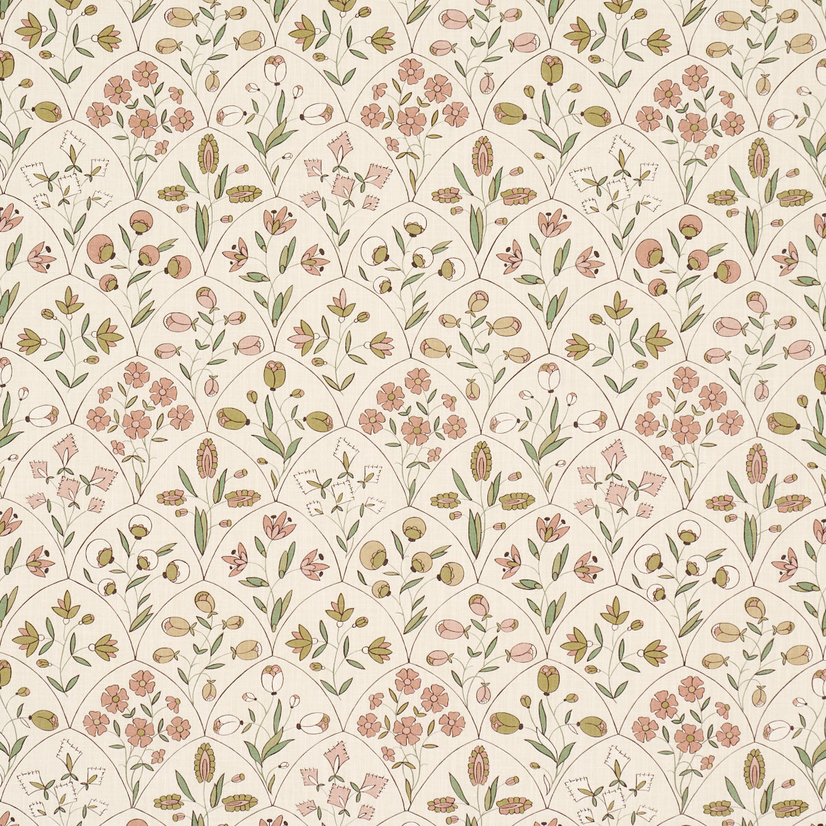 Frances Floral Indoor Outdoor fabric in petal color - pattern number 182162 - by Schumacher in the Craft Revival collection