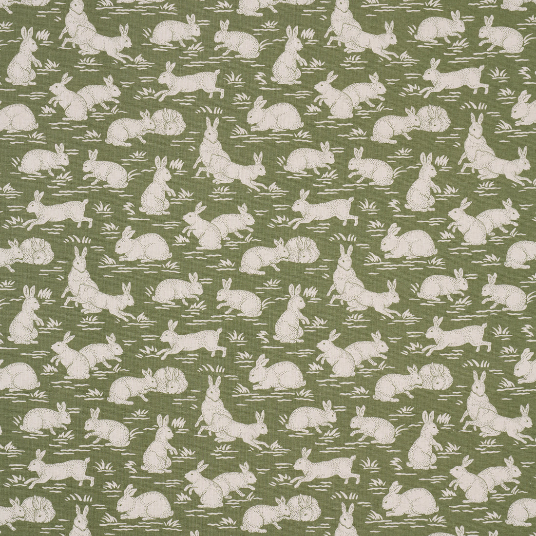 Cottontails fabric in moss color - pattern number 182240 - by Schumacher in the A Country Life collection