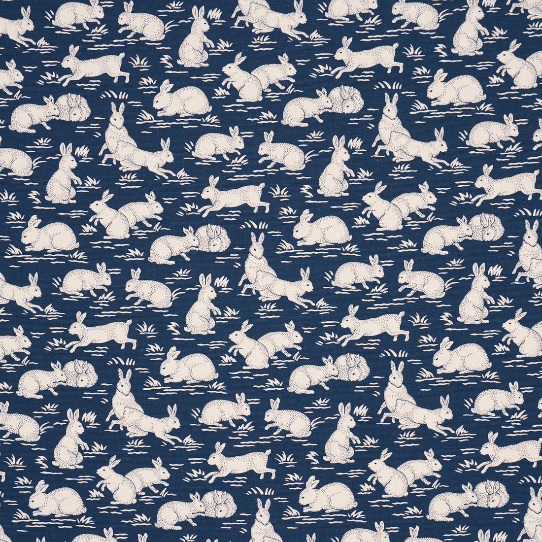 Cottontails fabric in indigo color - pattern number 182242 - by Schumacher in the A Country Life collection