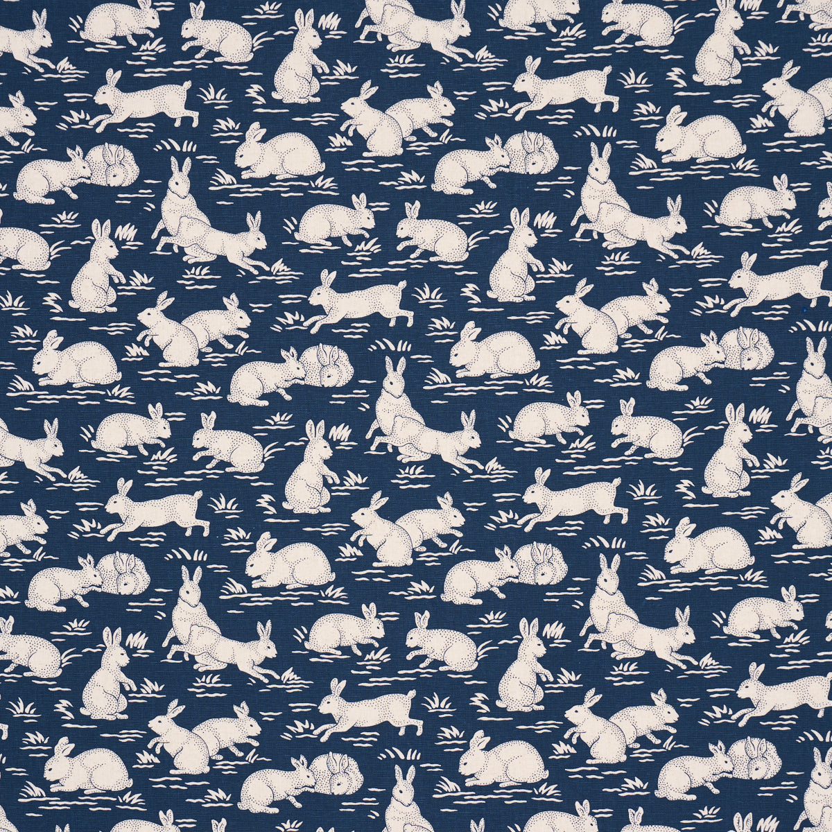 Cottontails fabric in indigo color - pattern number 182242 - by Schumacher in the A Country Life collection