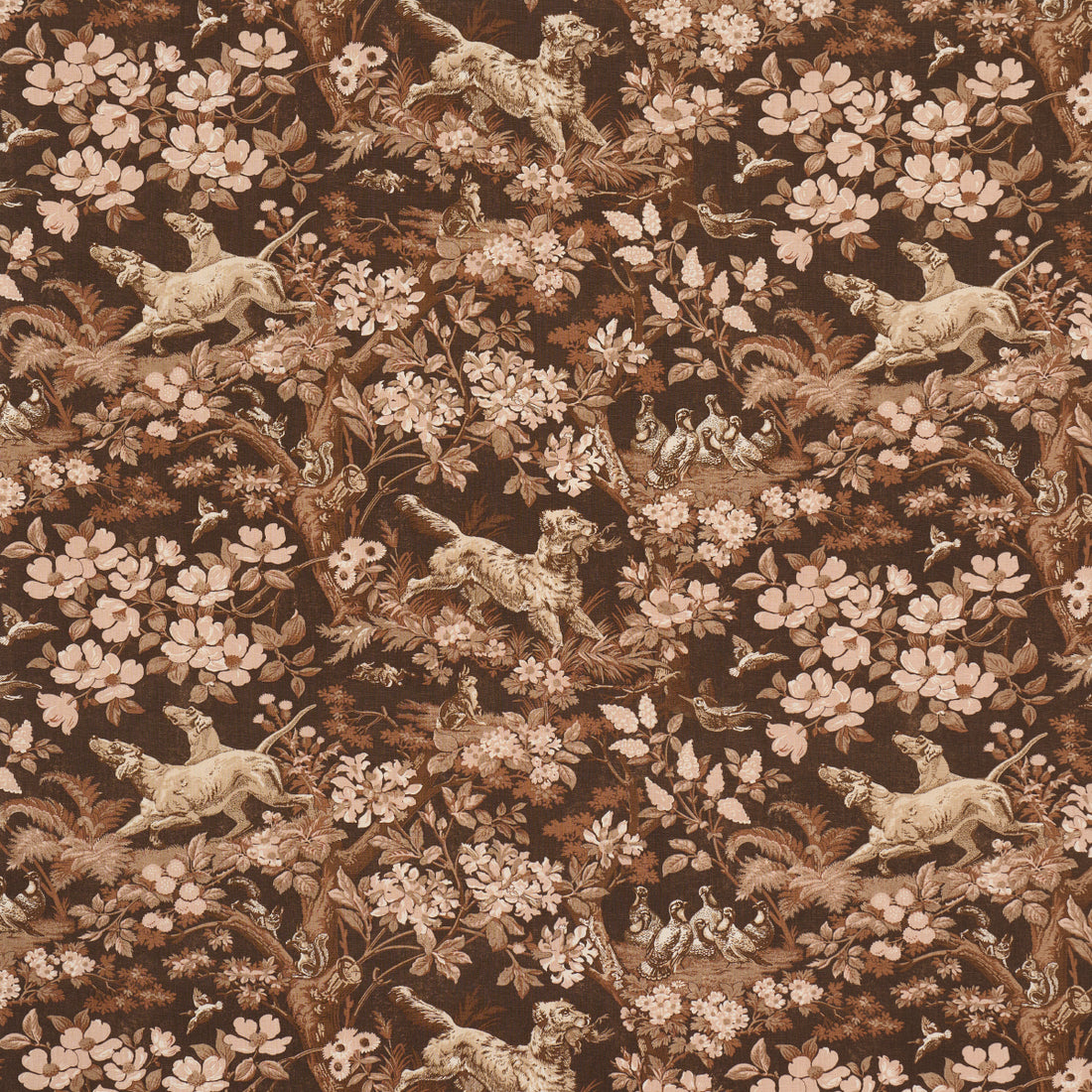 Hound Meadow fabric in sepia color - pattern number 182260 - by Schumacher in the A Country Life collection