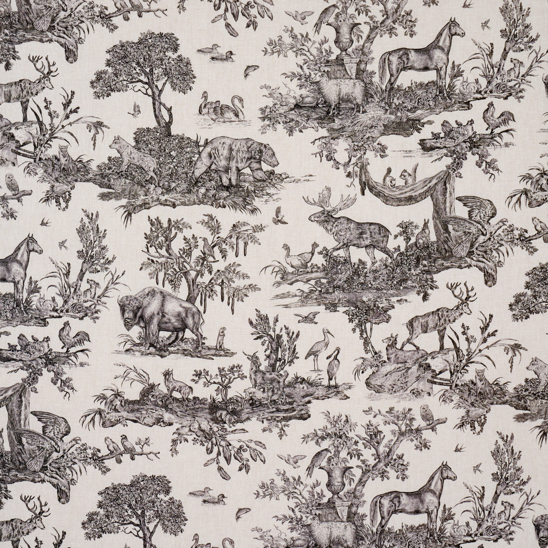 Western Toile fabric in carbon color - pattern number 182270 - by Schumacher in the A Country Life collection