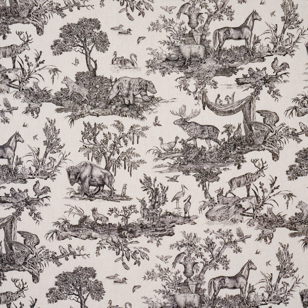 Western Toile fabric in carbon color - pattern number 182270 - by Schumacher in the A Country Life collection