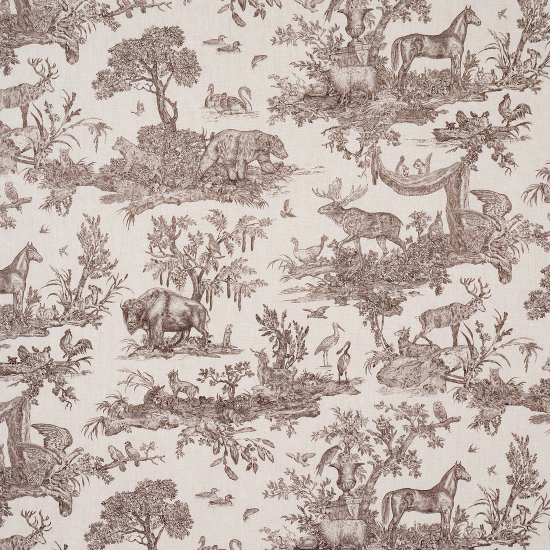 Western Toile fabric in sepia color - pattern number 182271 - by Schumacher in the A Country Life collection