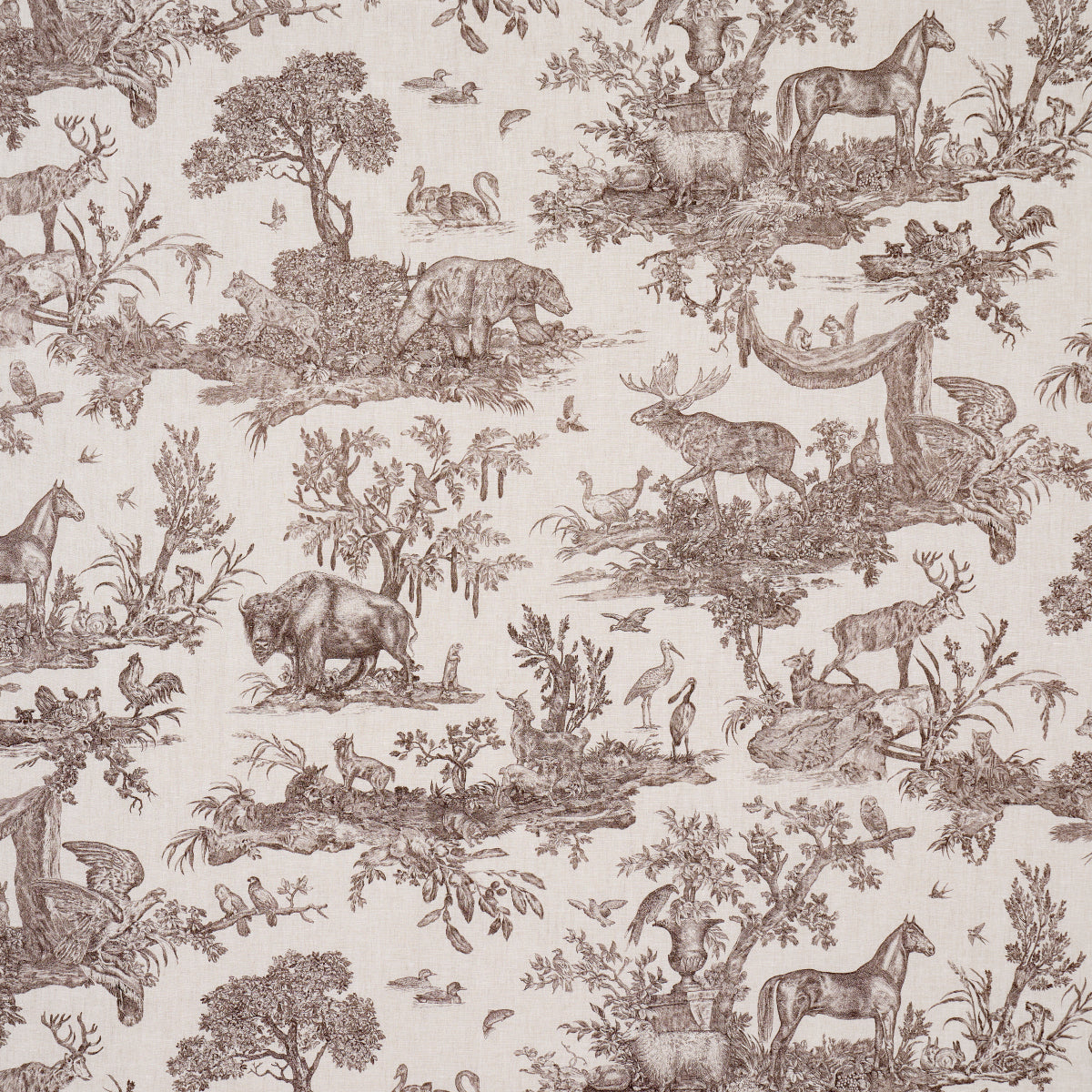 Western Toile fabric in sepia color - pattern number 182271 - by Schumacher in the A Country Life collection