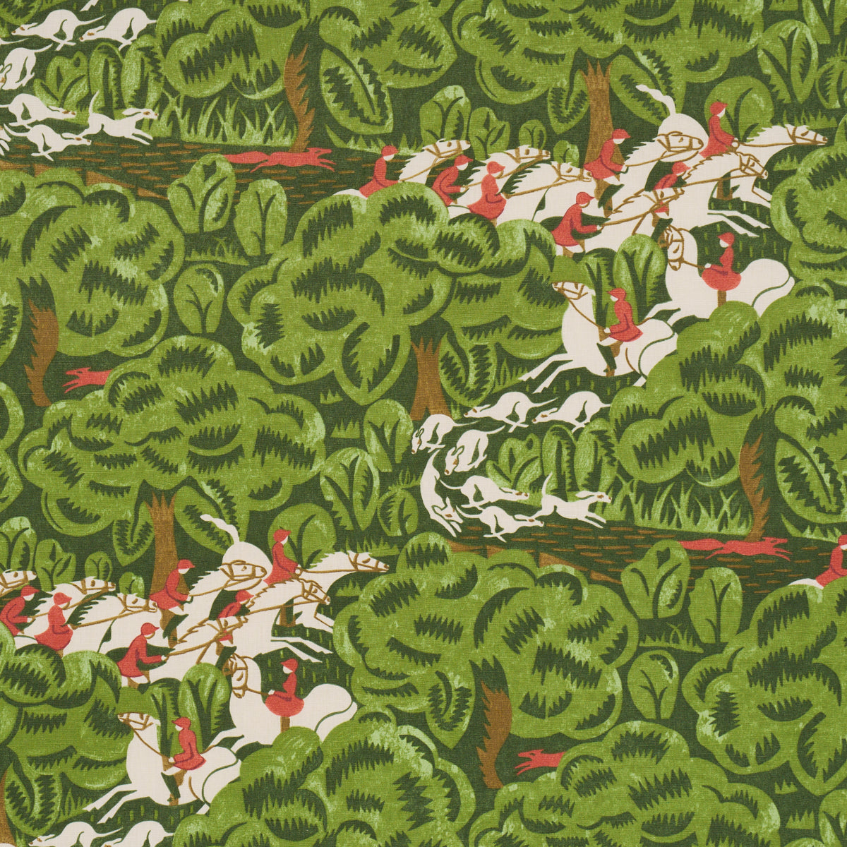 Margaret Schloemans Fox Chase fabric in forest color - pattern number 182340 - by Schumacher in the The New Yorker collection