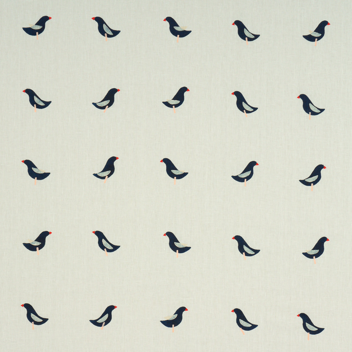 Birds Hand Block Print fabric in black on natural color - pattern number 182380 - by Schumacher in the Caroline Z Hurley collection