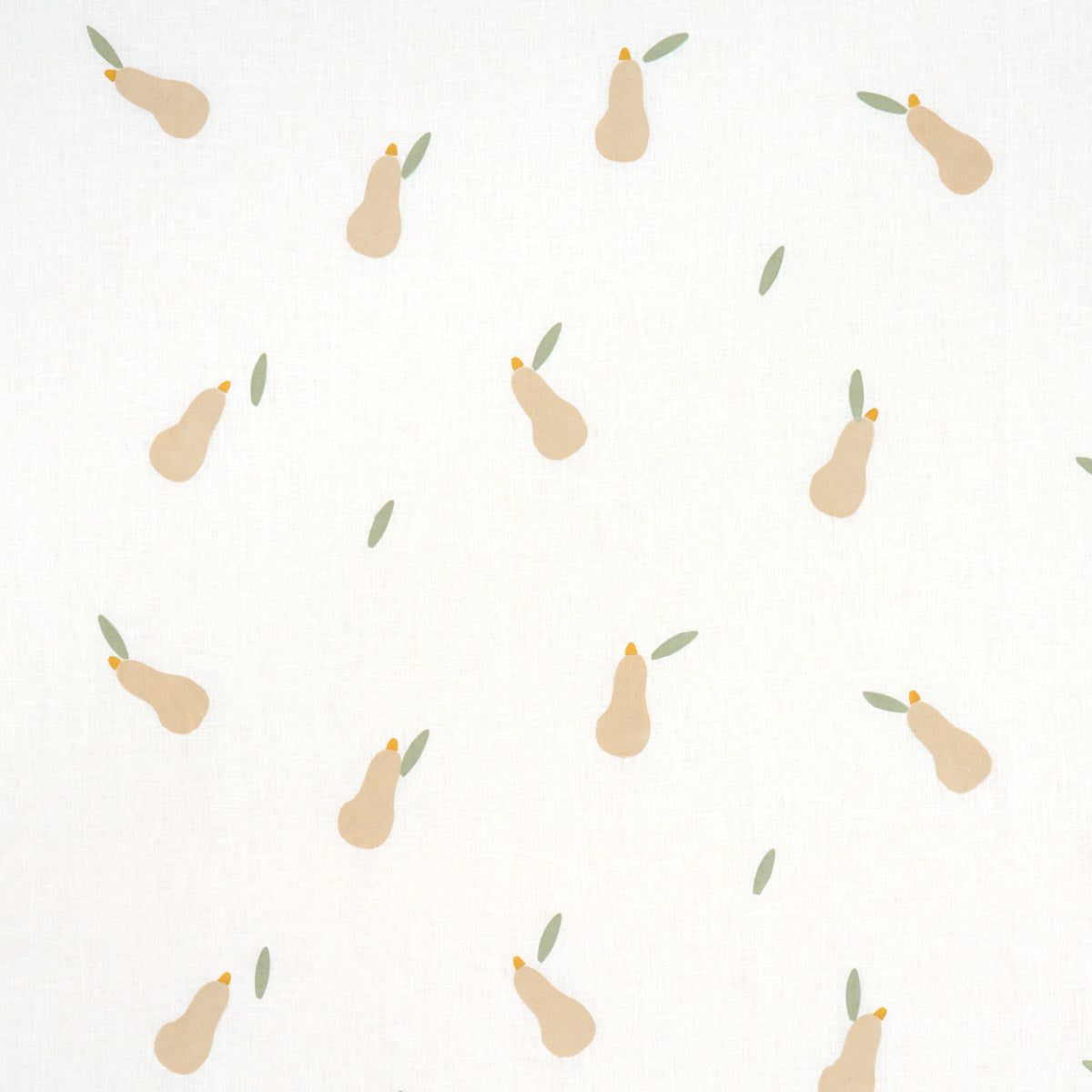 Pears Hand Block Print fabric in buff and sage on white color - pattern number 182391 - by Schumacher in the Caroline Z Hurley collection