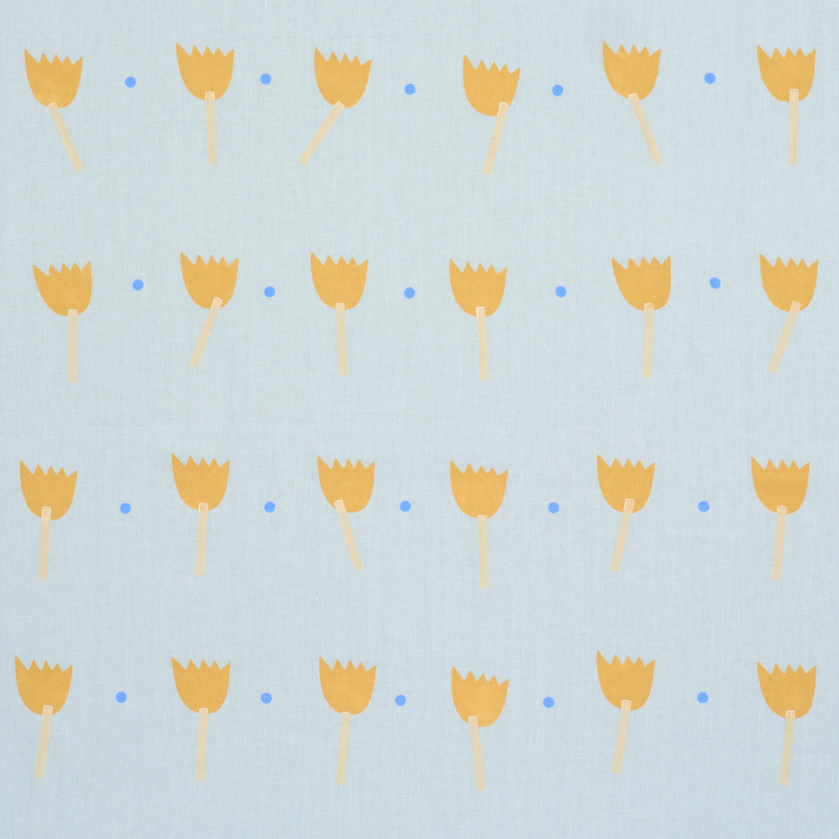 Tulip Play Hand Block Print fabric in ochre on sky color - pattern number 182400 - by Schumacher in the Caroline Z Hurley collection