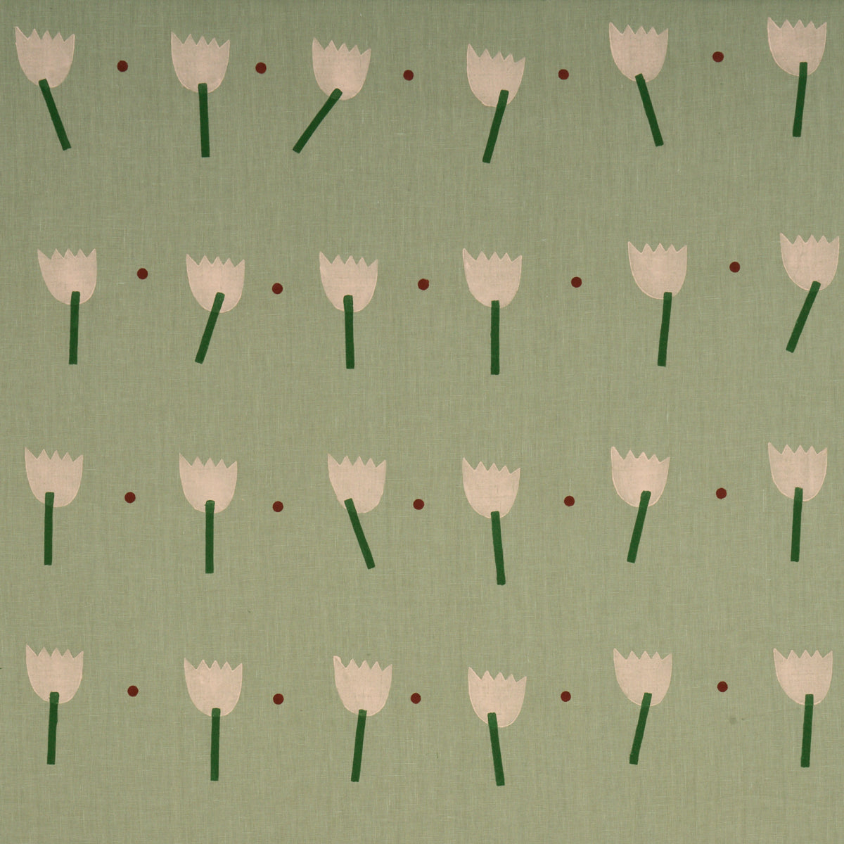 Tulip Play Hand Block Print fabric in peach on sage color - pattern number 182402 - by Schumacher in the Caroline Z Hurley collection