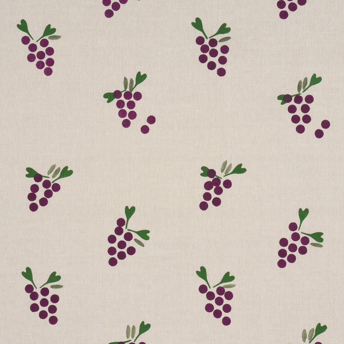 Grapes Hand Block Print fabric in purple on natural color - pattern number 182420 - by Schumacher in the Caroline Z Hurley collection
