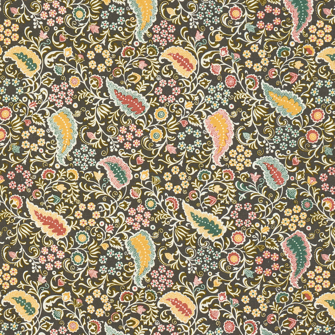 Peggy Paisley fabric in graphite color - pattern number 182430 - by Schumacher in the Ashbury collection
