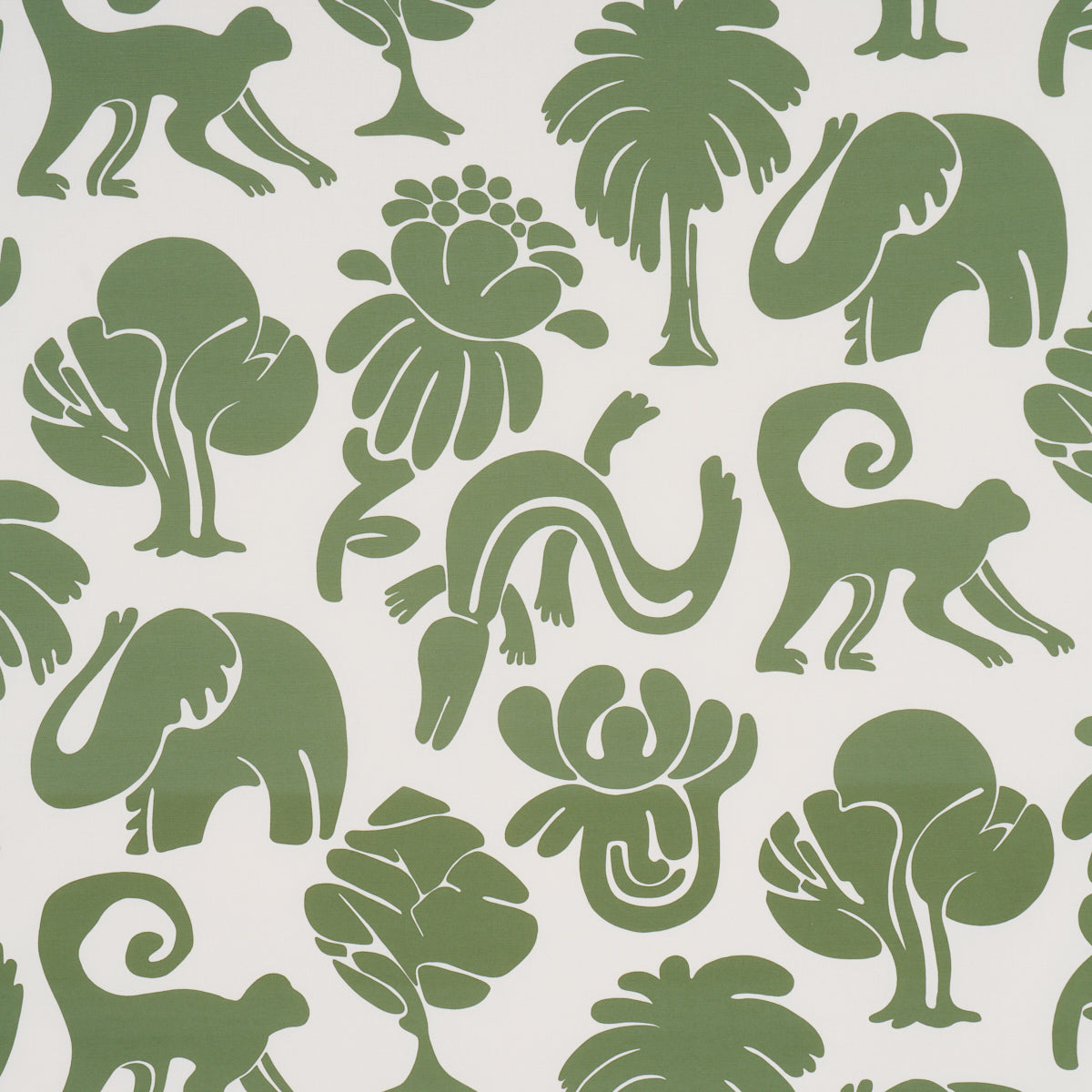 Call Of The Jungle fabric in forest green color - pattern number 182490 - by Schumacher in the Cloud Nine collection