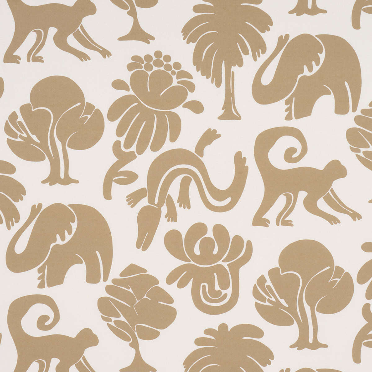 Call Of The Jungle fabric in neutral color - pattern number 182491 - by Schumacher in the Cloud Nine collection