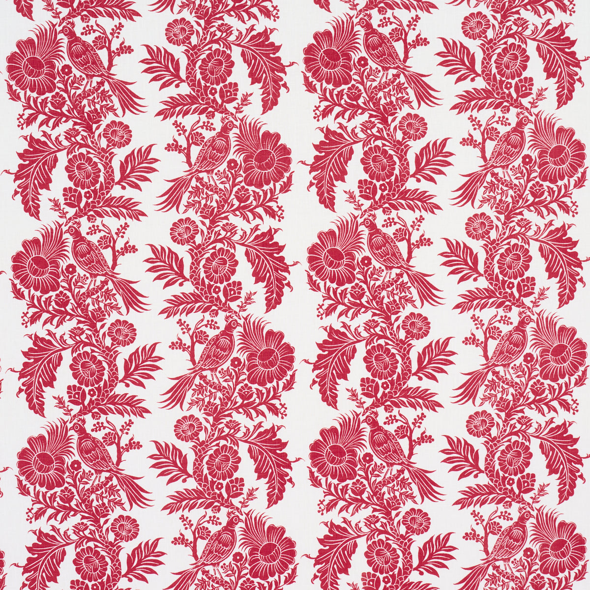 Raven Woods fabric in red color - pattern number 182532 - by Schumacher in the Marie-Anne Oudejans collection