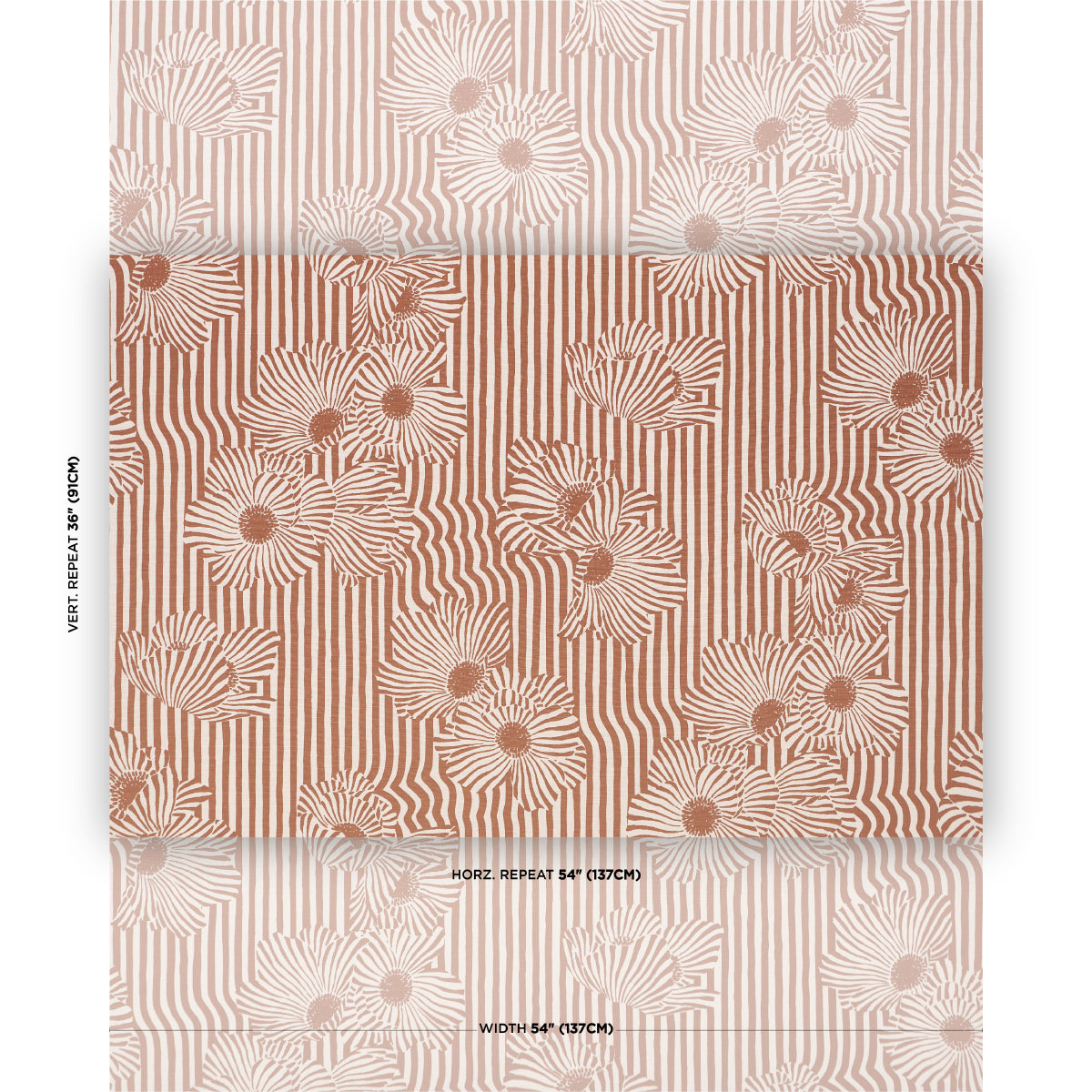 Chaney Floral fabric in terracotta color - pattern number 182540 - by Schumacher in the Schumacher Original Prints collection