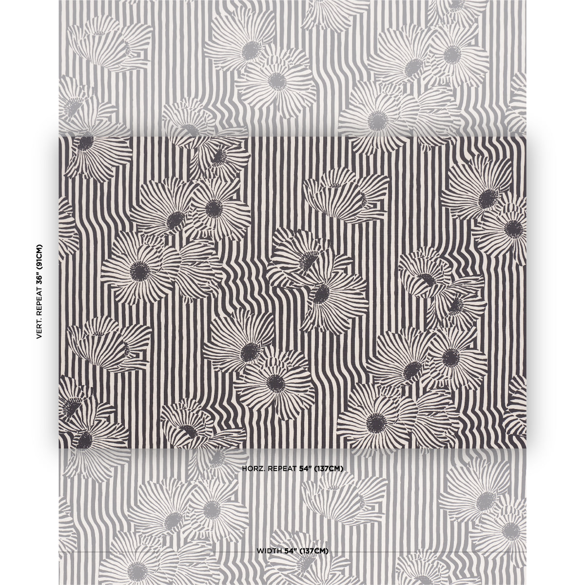 Chaney Floral fabric in carbon color - pattern number 182542 - by Schumacher in the Schumacher Original Prints collection