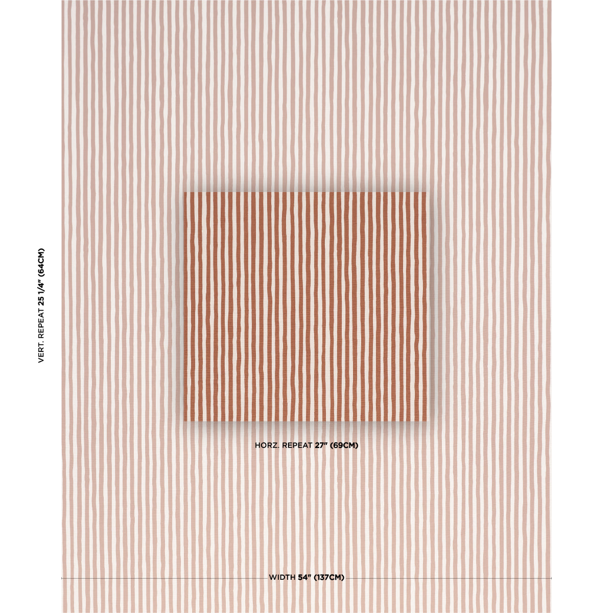 Chaney Stripe fabric in terracotta color - pattern number 182551 - by Schumacher in the Schumacher Original Prints collection