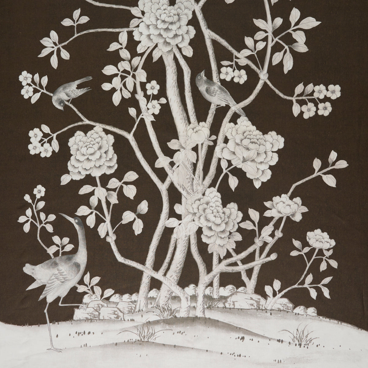Chinois Palais fabric in chocolate color - pattern number 182560 - by Schumacher in the Mary Mcdonald collection