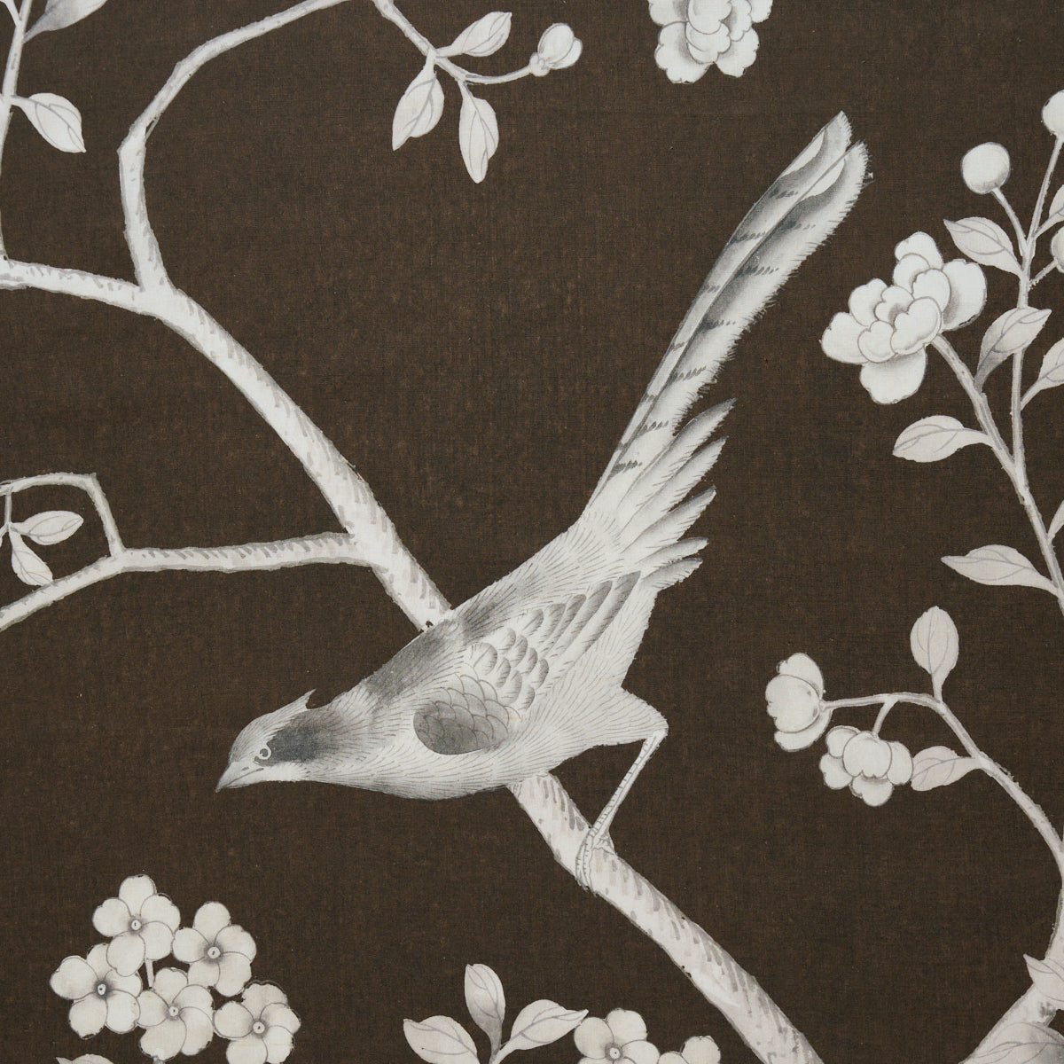 Chinois Palais fabric in chocolate color - pattern number 182560 - by Schumacher in the Mary Mcdonald collection