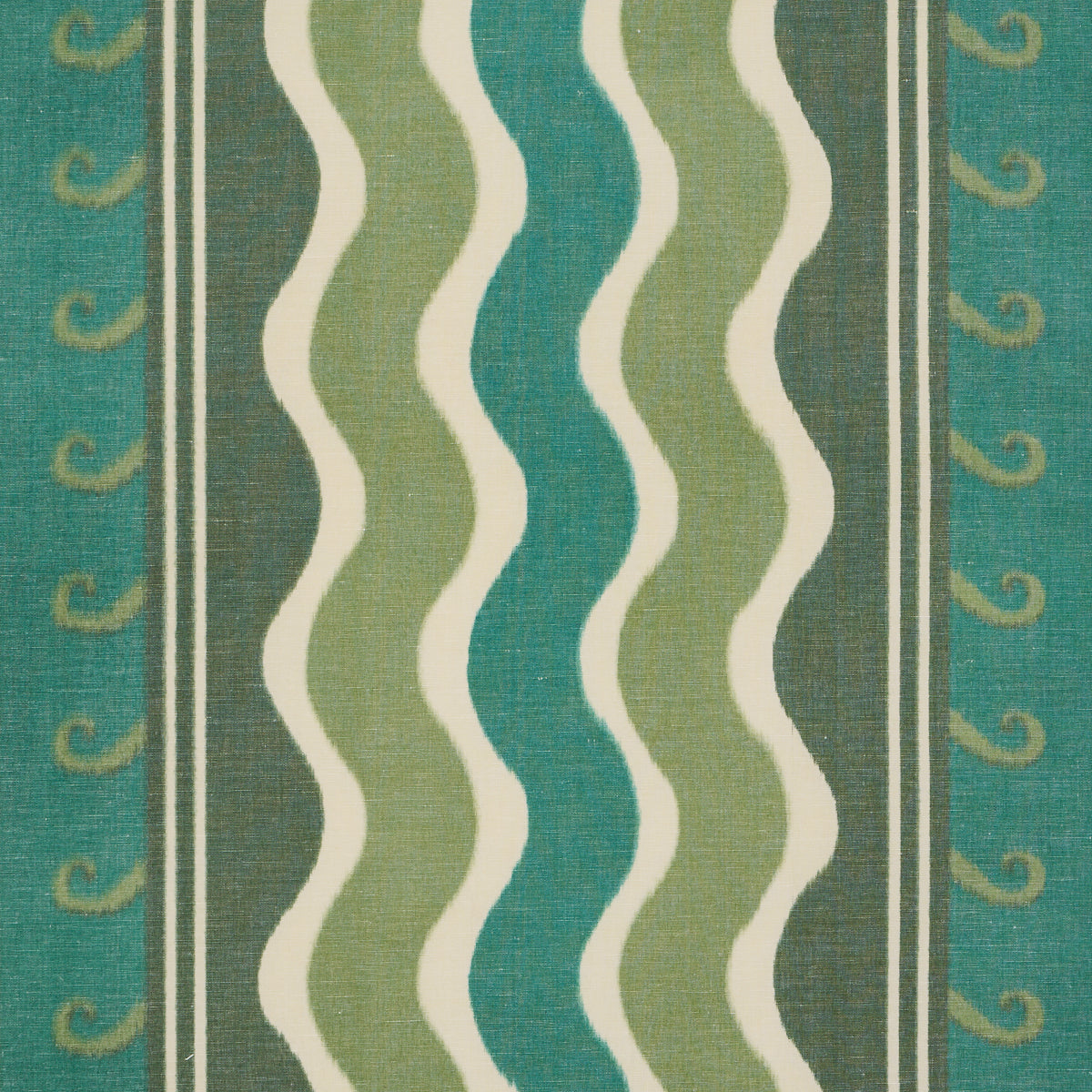 Roman Reverie fabric in teal &amp; leaf color - pattern number 182630 - by Schumacher in the Laura Gonzalez collection