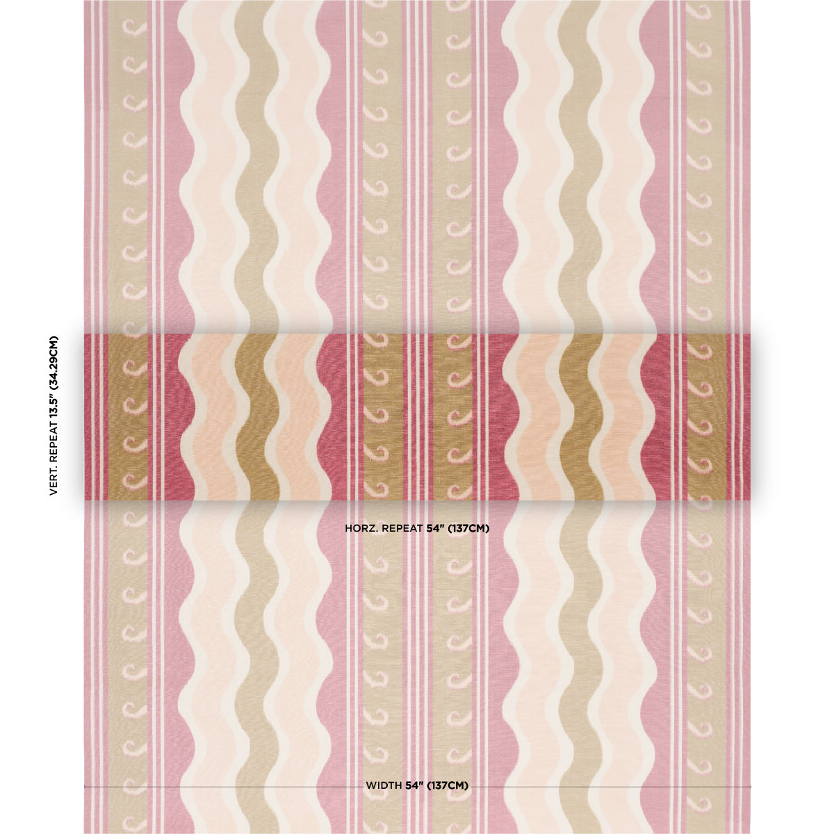 Roman Reverie fabric in gold &amp; rose color - pattern number 182631 - by Schumacher in the Laura Gonzalez collection