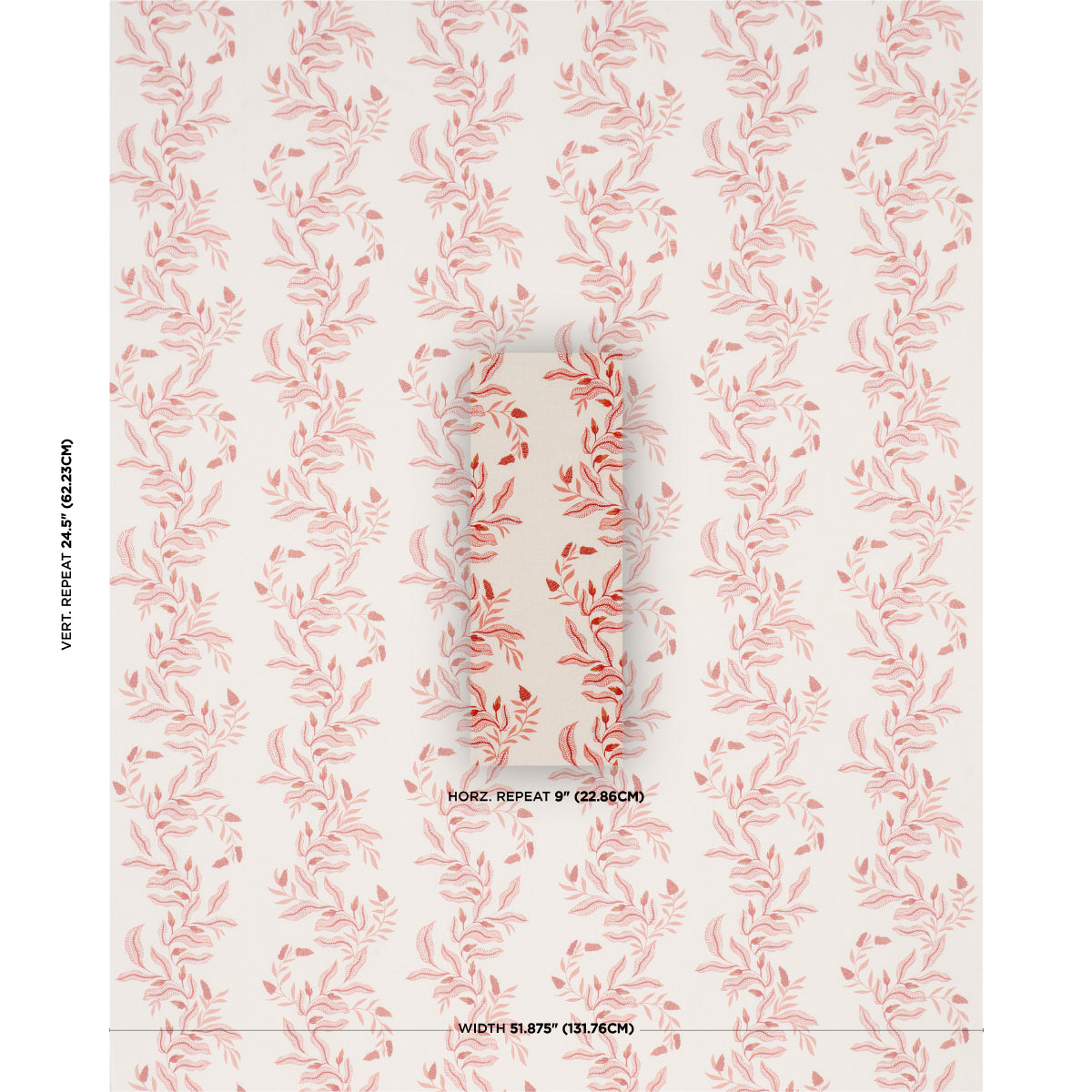Vagary Vines fabric in coral color - pattern number 182640 - by Schumacher in the Laura Gonzalez collection