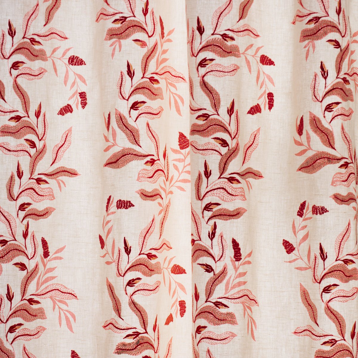 Vagary Vines fabric in coral color - pattern number 182640 - by Schumacher in the Laura Gonzalez collection