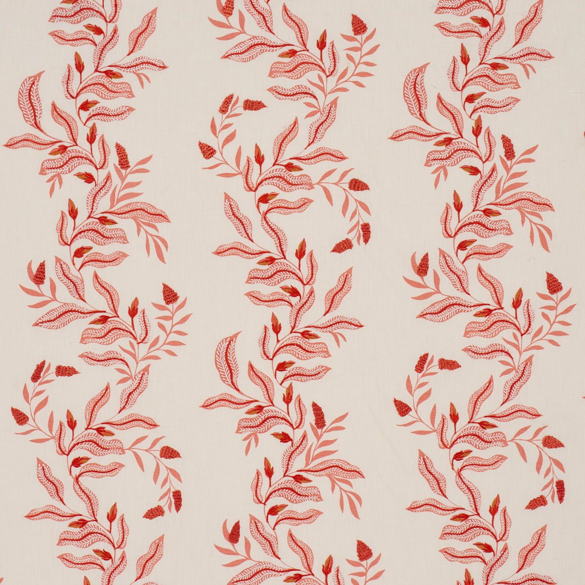 Vagary Vines fabric in coral color - pattern number 182640 - by Schumacher in the Laura Gonzalez collection